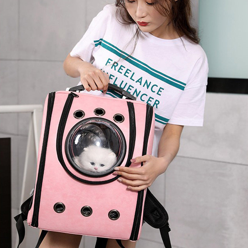 Leather Pet Carry Backpack