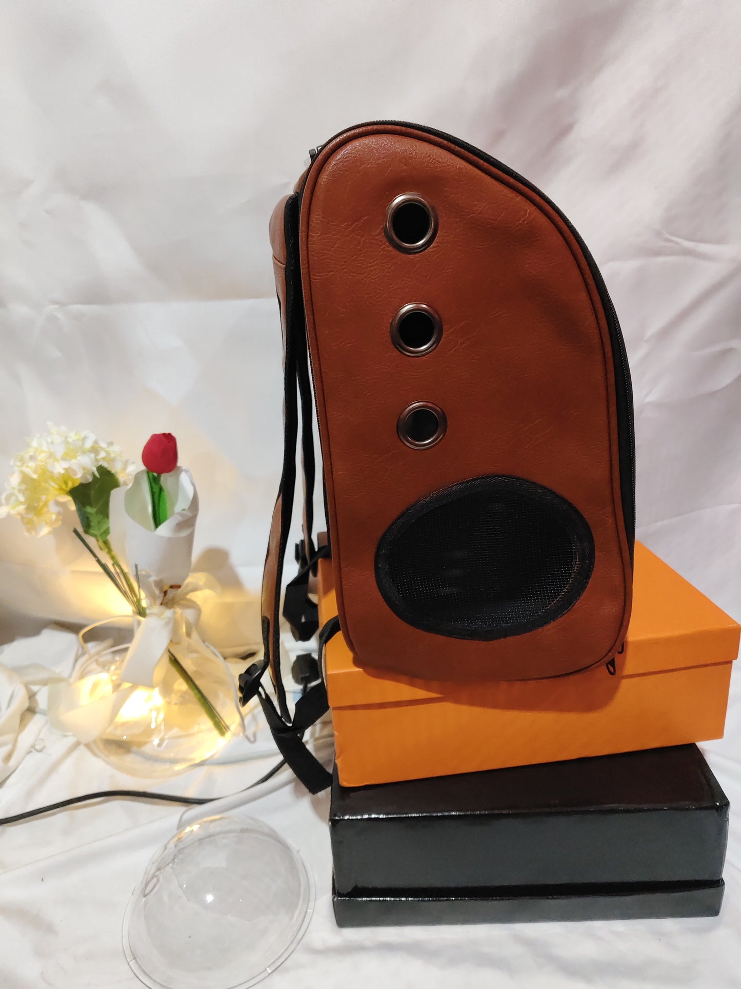 Leather Pet Carry Backpack