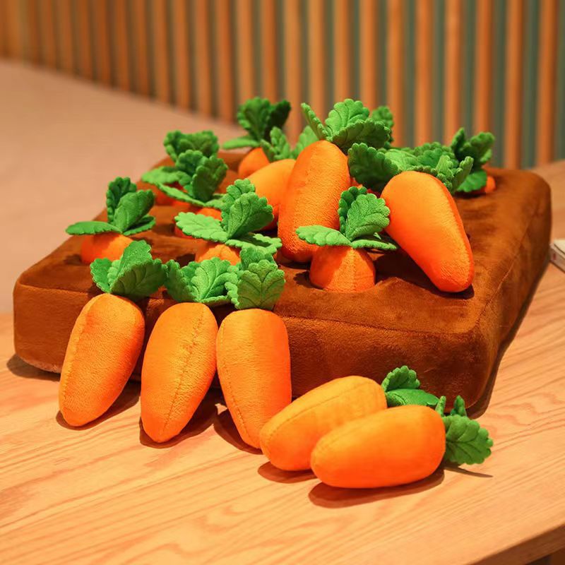 Carrot Plush Vegetable Chew Toy For Dogs